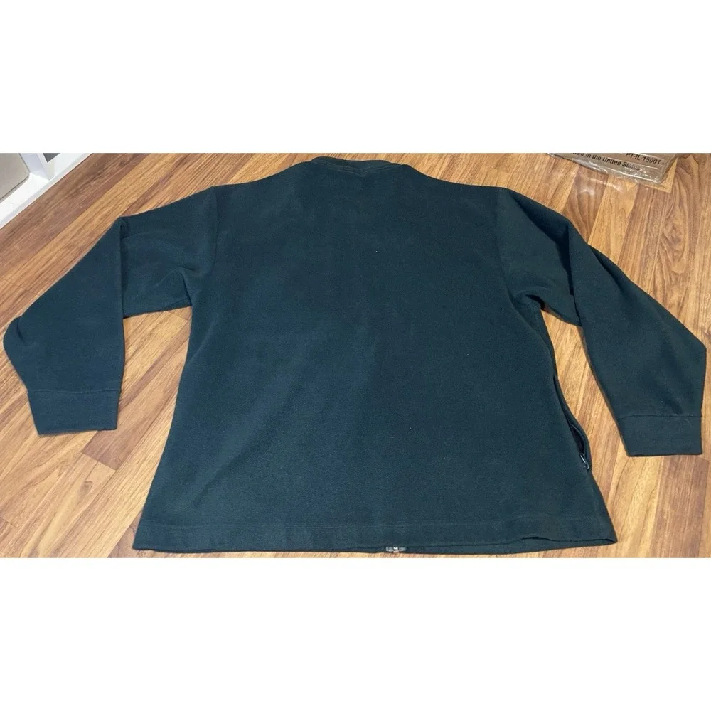 Nautica Jacket Mens XL Green Fleece Full Zip Stand Collar Made In USA Outdoor